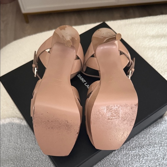 Yves Saint Laurent Blush Strappy Platform Heels